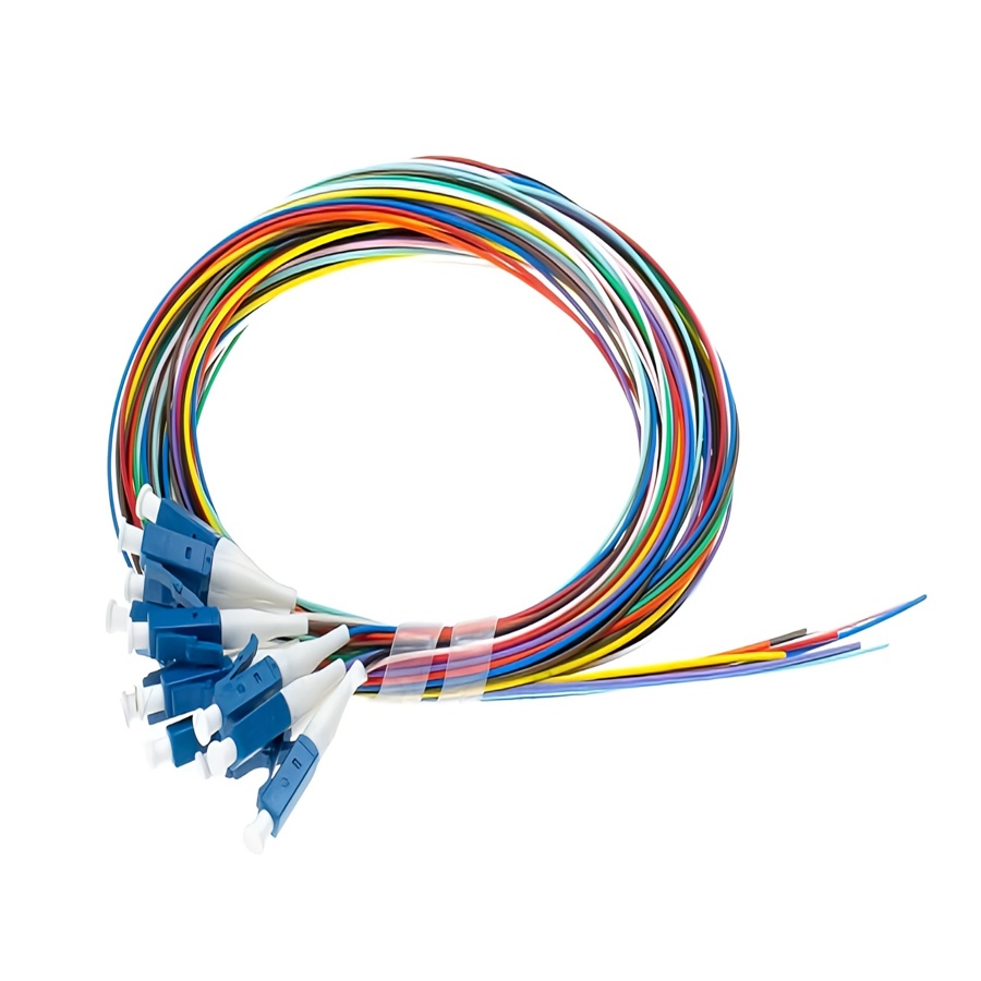12 colors pigtail set LC-UPC, SM, 9-125, 0,9mm, G.652D fiber Pigtail LC/UPC (SET 12) SM G652D 9/125 1.5MT - Imagen 1