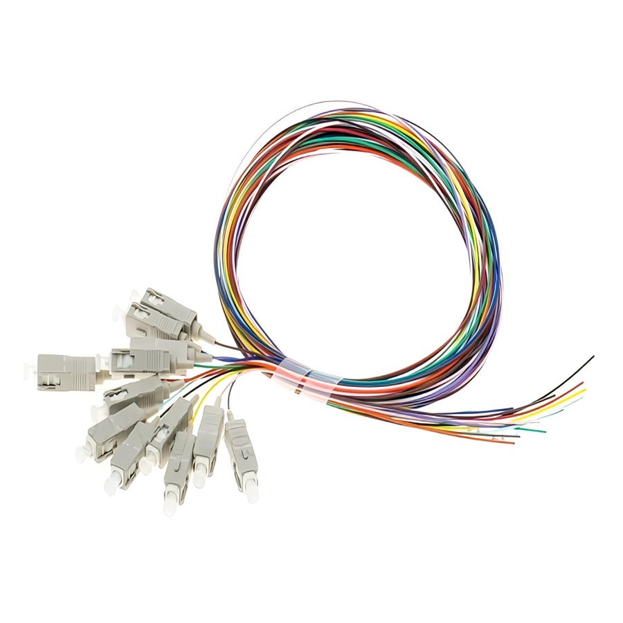 12 colors pigtail set SC-UPC, MM, 50-125, 0,9mm, OM2 fiber Pigtail SC/UPC (SET 12) MM OM2 50/125 1.5MT - Imagen 1